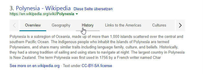 Featured Snippets in Bing
