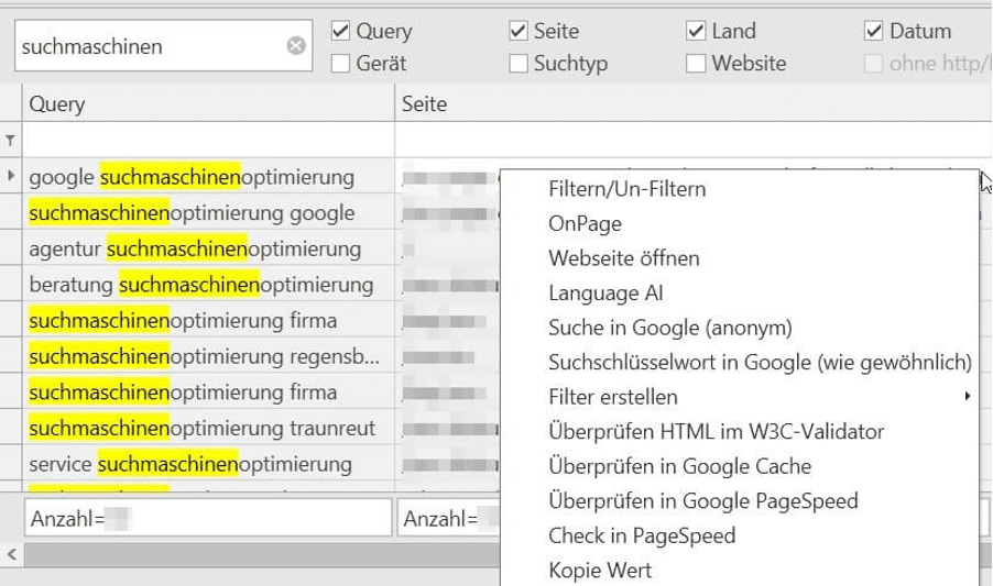 Search Console Helper Suchfunktion